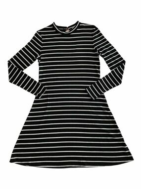Love, Fire Dress Women’s M Black White Stripes Long Sleeves Ribbed Lightweight